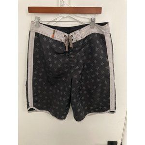 Counter Culture Men's Vintage Board Shorts, Black/Grey, Size 32